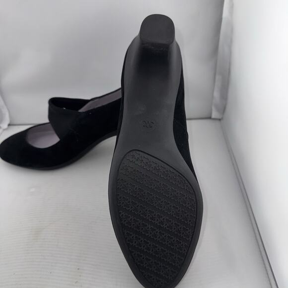 Johnston & Murphy Denise Mary Jane Black Suede Heels Size 10 Medium Comfort Work - Picture 6 of 14